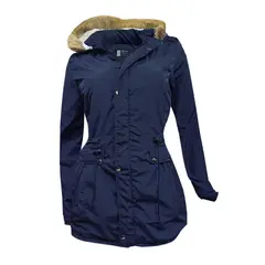 MODA EN CIRCUITO - Chaqueta o Gabán Impermeable tipo Parca para Mujer AZUL OSCURO