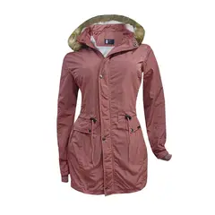 MODA EN CIRCUITO - Chaqueta o Gabán Impermeable tipo Parca para Mujer color CANELA