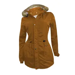 MODA EN CIRCUITO - Chaqueta o Gabán Impermeable tipo Parca para Mujer MOSTAZA