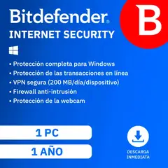BITDEFENDER - Antivirus Internet Security 1 Pc 1 Año