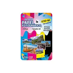 QUALITY - Papel Fotografico 240 Gramos, Premium, A4 X 100 Unidades