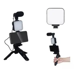 GENERICO - Estabilizador Soporte Celular Luz Led Micrófono + Control