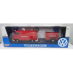 MOTOR MAX - CARRO VOLKSWAGEN TYPE 2 BOMBERO CON REMOQUE de Colección