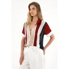 TENNIS - Camisa tejida con diseño a rayas multicolor para mujer