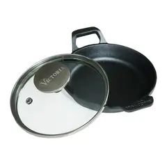 VICTORIA - Mini Cazuela de Hierro Fundido Con tapa de Vidrio 14 Cm