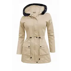 MODA EN CIRCUITO - Chaqueta en dril Parca Forrada En Ovejero para Mujer BEIGE