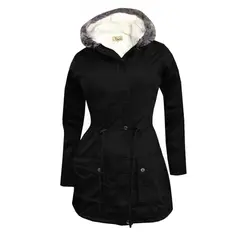 MODA EN CIRCUITO - Chaqueta en Dril Parca Forrada En Ovejero para Mujer NEGRA.-
