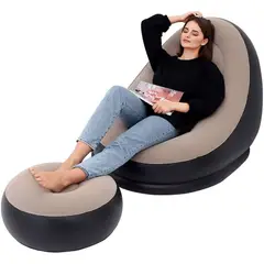 GENERICO - Sillón Inflable Puff Reclinable Cómodo con Posapiés Nuevo Rojo