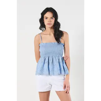 KOAJ - Blusa manga sisa unicolor con detalles bordados Mujer