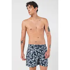 KOAJ - Bermuda azul intensa playera con tiro bajo y hojas blanca HOMBRE
