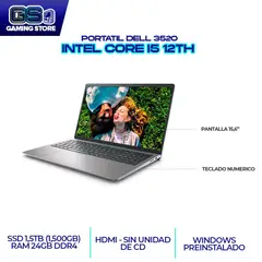 DELL - PORTATIL INSPIRON 3520 15,6" FHD INTEL I5 1235U / RAM 24GB - SSD 1.5TB (SSD 1500GB)