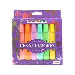 SCRIBE - Resaltador Incolors Tonos Pastel Caja X 6 Colores