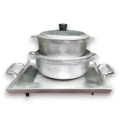 GENERICO - Set de Calderos Tipo Perol #2 y #4 + Plancha Cuadrada de Aluminio 28x28 cm