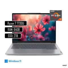 LENOVO - PORTATIL THINKBOOK - AMD RYZEN 7 7730U - 64GB DDR4 - 2TB SSD - WIN 11 PRO