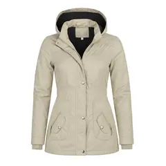 MODA EN CIRCUITO - Chaqueta Impermeable Semigaban para Mujer Liviana Beige