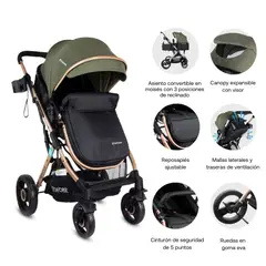 BEBESIT - Coche Bebé Travel System Gold LX Verde  Coche Cuna
