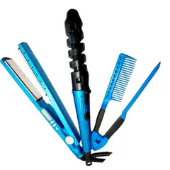 TITANIUM - Combo Plancha Y Rizador Nano + Peineta Profesional