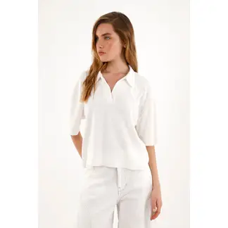 TOPMARK - Camiseta crudo con cuello tipo polo para mujer