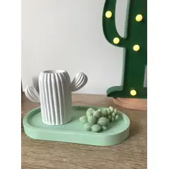 DECORACIONES ALE Y GABI - Jarrón Decorativo Cactus Blanco 8x11Cms