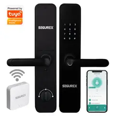 SEGUREX - Cerradura Inteligente Digital H7B Negro + Gateway WIFI Tuya Smart