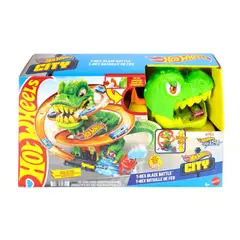 HOT WHEELS - City Pista T-Rex Vs Estación De Bomberos