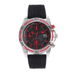 YESS - Reloj Para Hombre Color Negro Tablero Rojo Ref 1253G-02