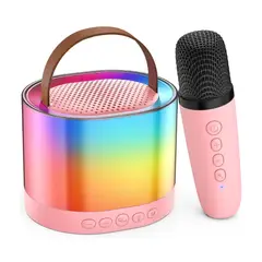 GENERICO - Mini Parlante Karaoke + 1 Micrófono Inalámbrico Luces RGB K52