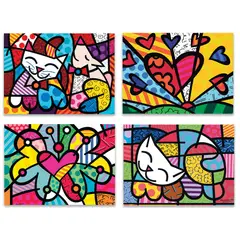 GENERICO - 4 Individuales De Mesa Gatos y Perro coloridos