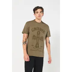 KOAJ - Camiseta verde oscura manga corta con arte de Guns N´ Ros HOMBRE