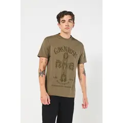 KOAJ - Camiseta verde oscura manga corta con arte de Guns N´ R Hombre