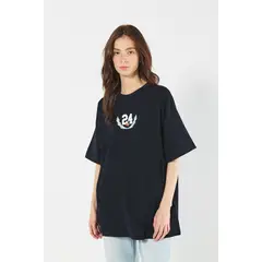 KOAJ - Camiseta college azul intensa oversize con cuello redondo MUJER