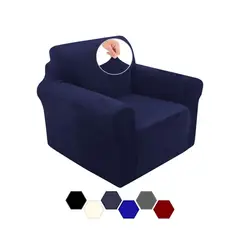 KARYTEX - Funda Protector Para Sofa Un Puesto Elastico Azul Oscuro_.