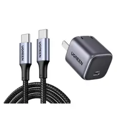 UGREEN - Cargador 30w Carga Rápida USB-C + Cable USB-C 100w 2 Metros