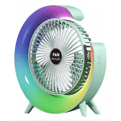 GENERICO - Ventilador Portátil De Escritorio RGB Led Recargable
