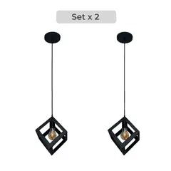 GENERICO - Set x2 Lámpara de Techo Charlote Cubo Cuadrado