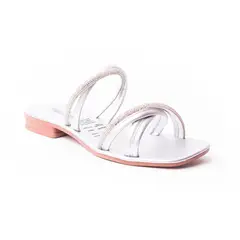 PRICE SHOES - Sandalia Plana Para Mujer 462JC009PLATA