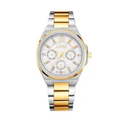 LOIX - Reloj mujer L1246-3 Plateado con dorado tablero blanco