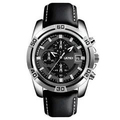 SKMEI - Marca de Reloj de Hombre Cronógrafos Fechador Pulso Cuero Negro