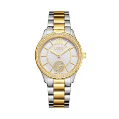 LOIX - Reloj mujer L1255-3 Plateado con dorado tablero blanco
