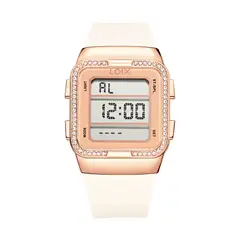 LOIX - Reloj mujer L1259-4 Beige con oro rosa tablero digital