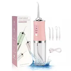 GENERAL - Irrigador Oral Rosado 4 Boquillas A8 Limpieza Dental Inalambrico