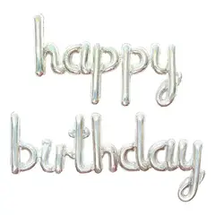GENERICO - Globo HAPPY BIRTHDAY plateado cursivo