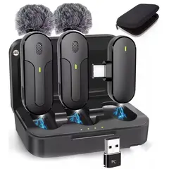 ONE PIXEL - Micrófono Inalámbrico De Solapa Doble Receptor Para Celular Estuche