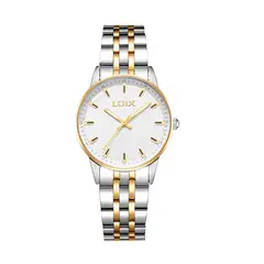 LOIX - Reloj mujer L1277-2 Dorado con plateado, tablero blanco