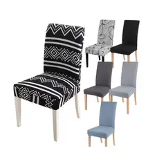 GENERICO - Set de 4 Fundas para Sillas, Diseño Gris Rayado y Elegante