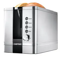 CHEFMAN - Tostadora en Acero Inoxidable de 2 Rebanadas con 7 Configuraciones