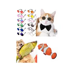 GENERICO - 3 Gafas De Gato+pescado peluche de Juguete