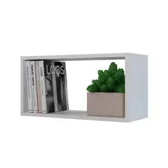 GENERICO - Repisa Flotante Cubo Rectangular Blanco R-80 Decoración Moderna