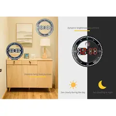 ZOCOCIO - Reloj Digital Led De Pared O Mesa Redondo Con Alarma 1224hr Luz roja