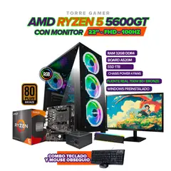 AMD - PC RYZEN 5 5600GT / RAM 32GB / 1TB SSD / BOARD A520 / MONITOR 22" / 700W 80+